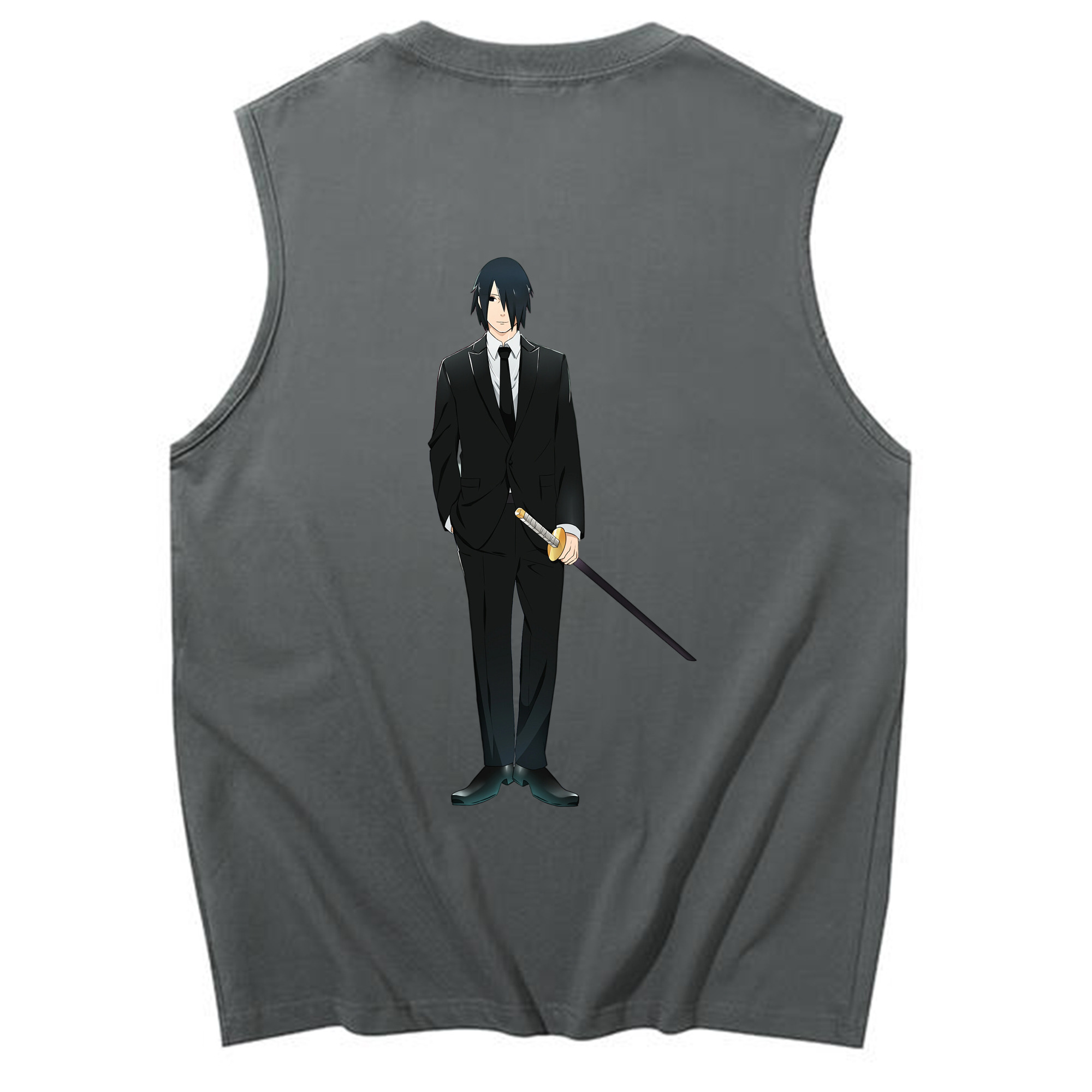 （画像用） NARUTO -ナルト- うちは サスケ Uchiha Sasuke コットン100％タンクトップ（背面プリント）